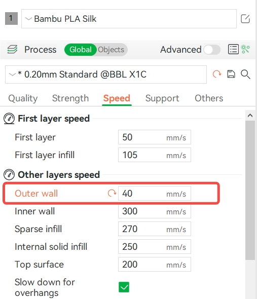 What speed and temp do you use for silk filament? I see uneven